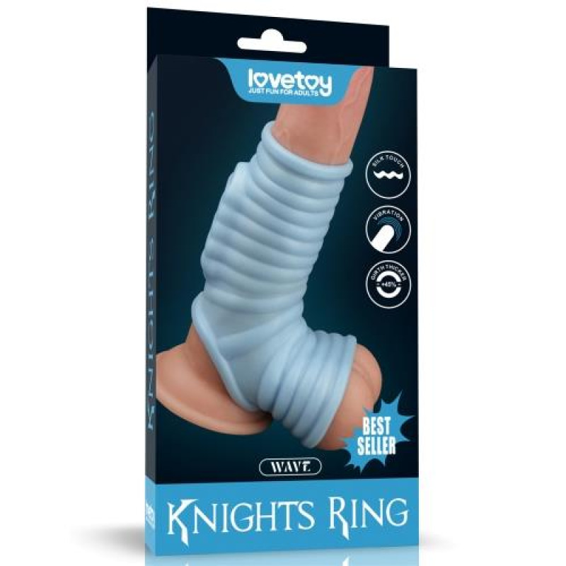 Насадка на член LoveToy Vibrating Wave Knights Ring With Scrotum Sleeve Blue Насадка на член LoveToy Vibrating Wave Knights Ring With Scrotum Sleeve Blue