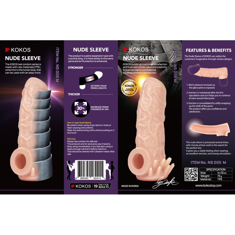 Насадка на член Kokos Nude Sleeve NS 005 M Насадка на член Kokos Nude Sleeve NS 005 M