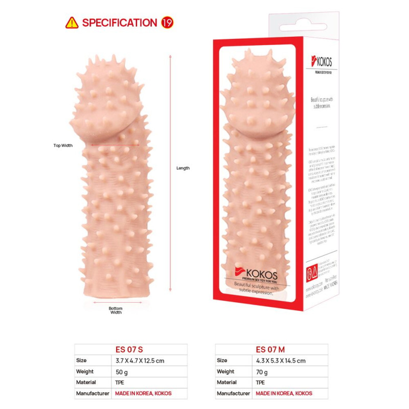 Насадка на член Kokos Extreme Sleeve ES.07 размер M, утолщающая, стимуляция точки G Насадка на член Kokos Extreme Sleeve ES.07 размер M, утолщающая, стимуляция точки G