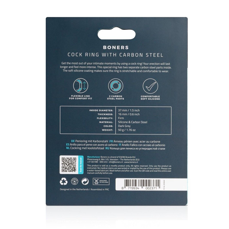 Ерекційне кільце Boners Cock Ring With Carbon Steel Ерекційне кільце Boners Cock Ring With Carbon Steel