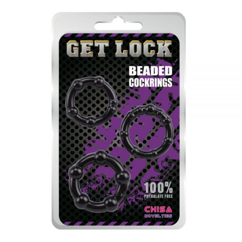 Набор колец Chisa Beaded Cock Rings Черные Набор колец Chisa Beaded Cock Rings Черные