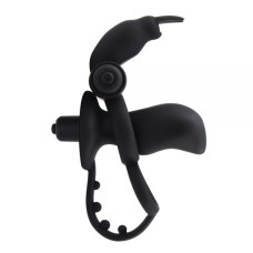 Ерекційне віброкільце з анальним стимулятором Chisa Anal Penetrator Rabbit Чорне