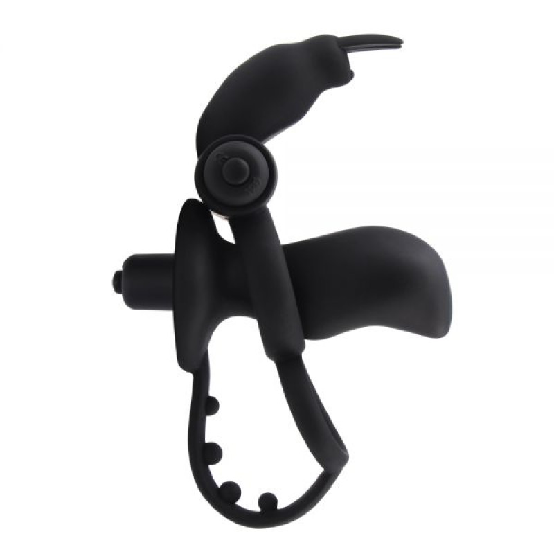 Ерекційне віброкільце з анальним стимулятором Chisa Anal Penetrator Rabbit Чорне