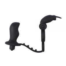 Ерекційне віброкільце з анальним стимулятором Chisa Anal Penetrator Rabbit Чорне