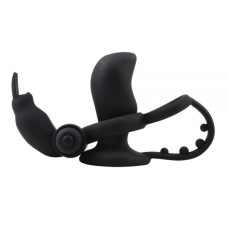 Ерекційне віброкільце з анальним стимулятором Chisa Anal Penetrator Rabbit Чорне