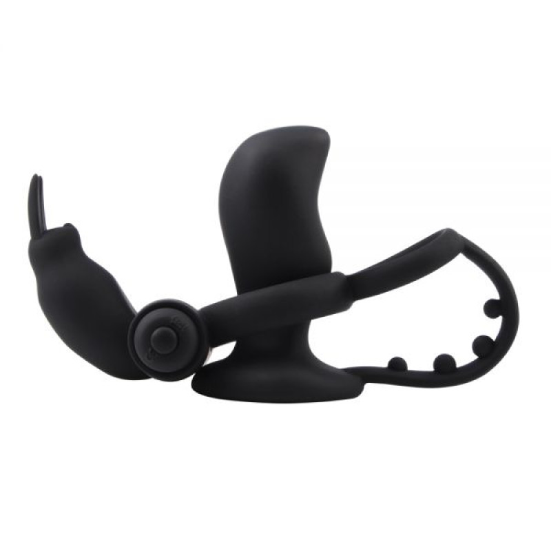 Ерекційне віброкільце з анальним стимулятором Chisa Anal Penetrator Rabbit Чорне