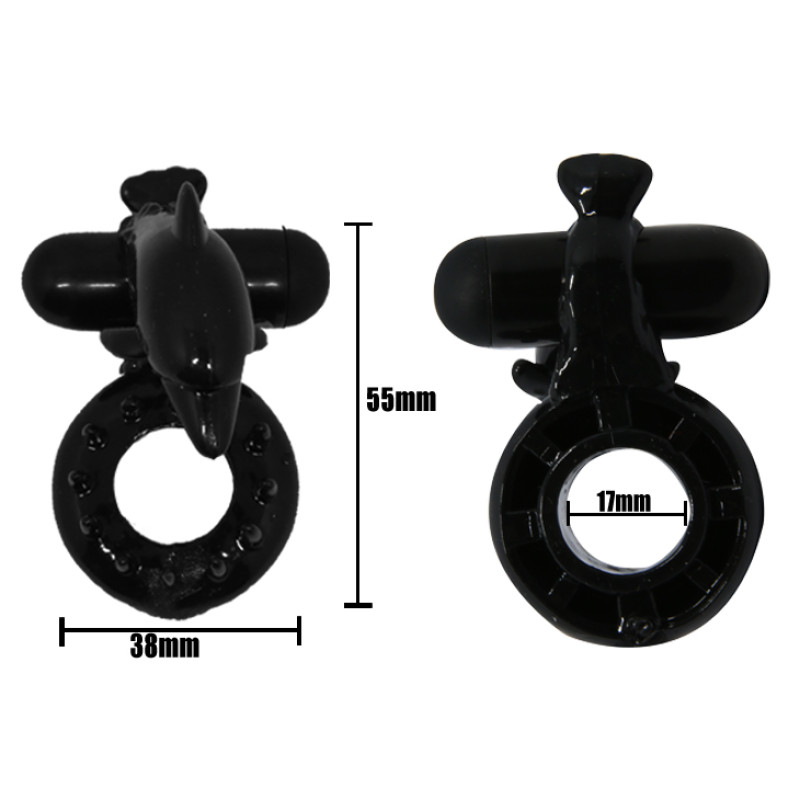 Эрекционное кольцо LyBaile Sweet Ring Black with Dolphin