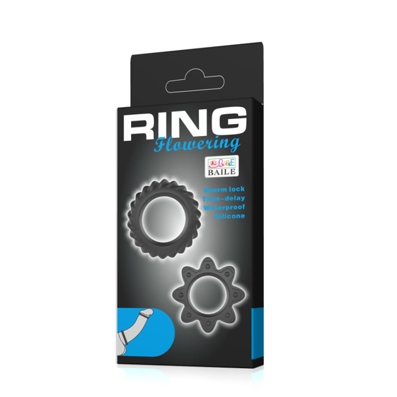 Эрекционные кольца LyBaile Ring Flowering 2x Rings Черные Эрекционные кольца LyBaile Ring Flowering 2x Rings Черные