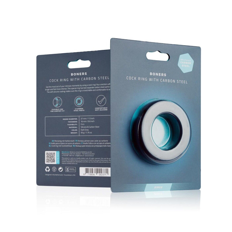 Ерекційне кільце Boners Cock Ring With Carbon Steel Ерекційне кільце Boners Cock Ring With Carbon Steel