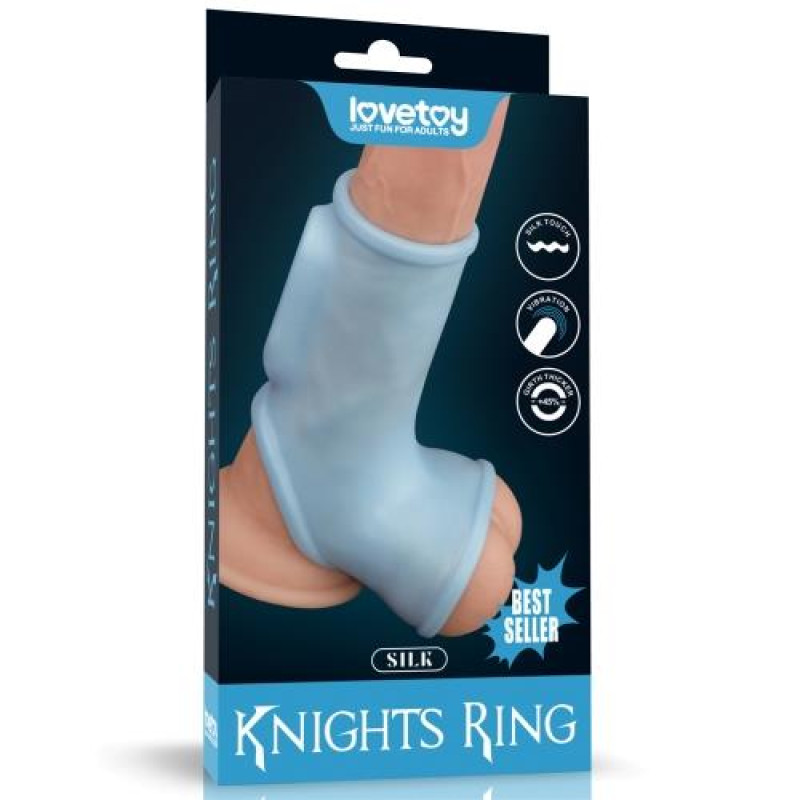 Насадка на член LoveToy Vibrating Silk Knights Ring With Scrotum Sleeve Blue Насадка на член LoveToy Vibrating Silk Knights Ring With Scrotum Sleeve Blue