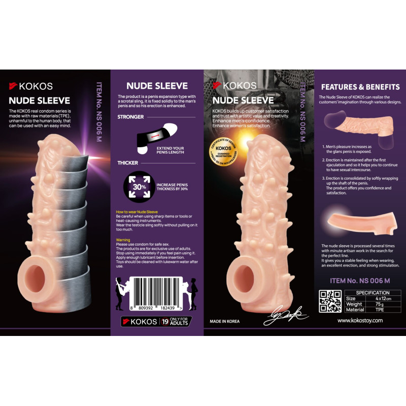 Насадка на член Kokos Nude Sleeve NS 006 M Насадка на член Kokos Nude Sleeve NS 006 M