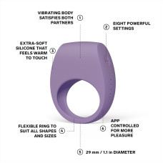 Ерекційне кільце з вібрацією LELO Tor 3 Violet Dusk, керування зі смартфона