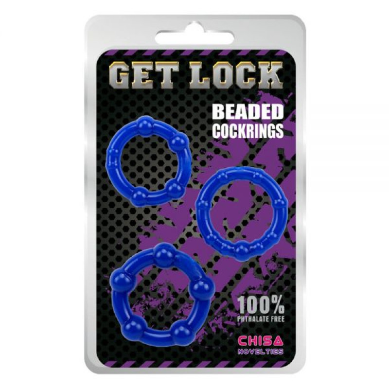 Набор колец Chisa Beaded Cock Rings Голубые Набор колец Chisa Beaded Cock Rings Голубые