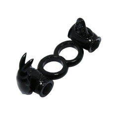 Ерекційне кільце LyBaile Sweet Ring Double Penis Ring Чорне