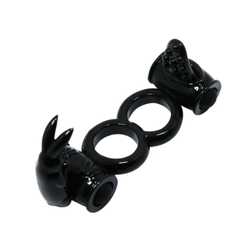 Ерекційне кільце LyBaile Sweet Ring Double Penis Ring Чорне