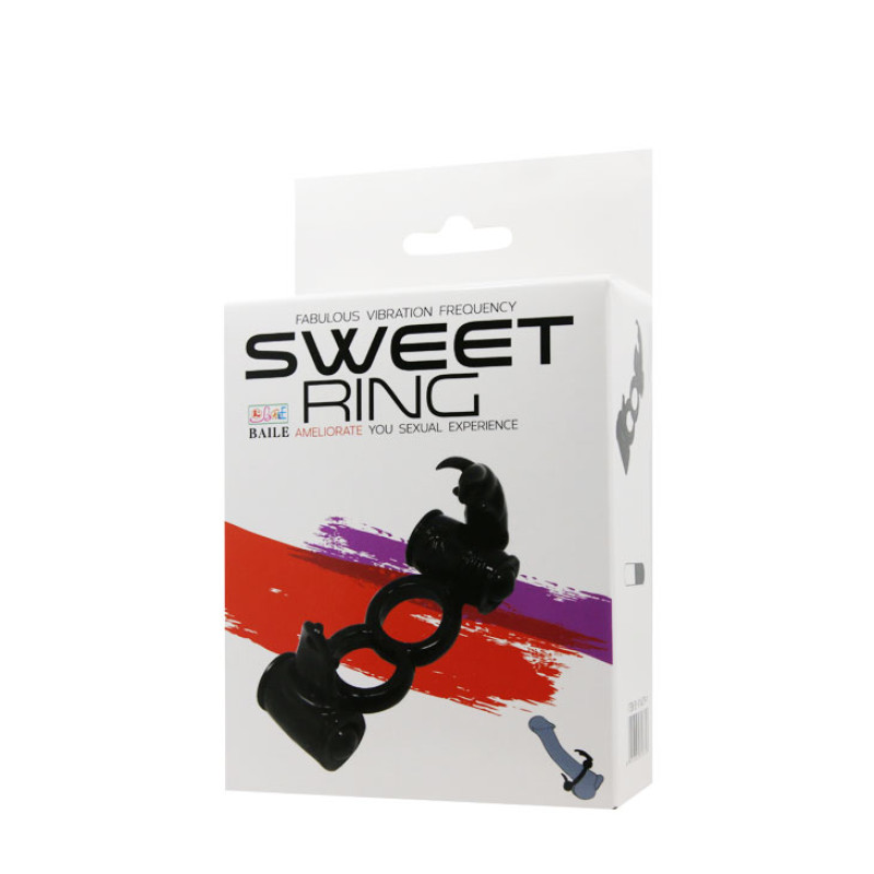 Ерекційне кільце LyBaile Sweet Ring Double Penis Ring Чорне