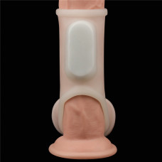 Насадка на член LoveToy Vibrating Silk Knights Ring With Scrotum Sleeve White