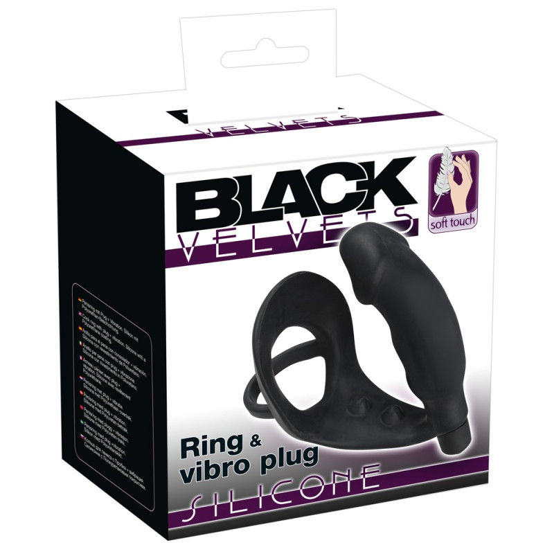 Кільце ерекційне Black Velvets Penisring mit Vibration Чорне Кільце ерекційне Black Velvets Penisring mit Vibration Чорне