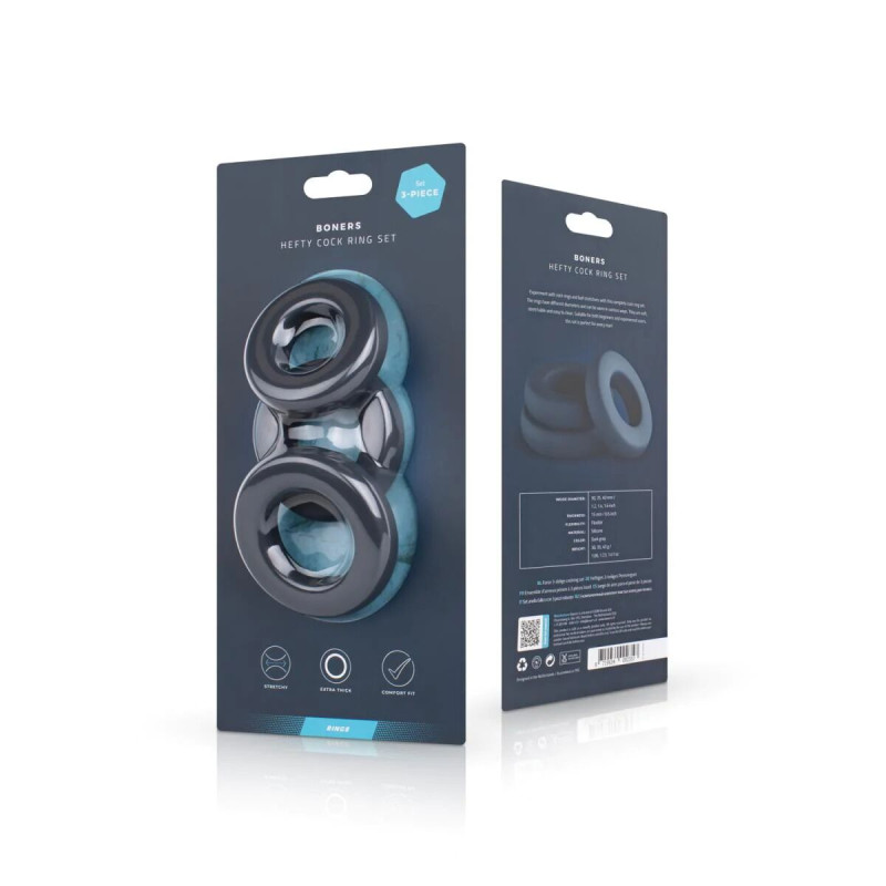 Набор эрекционных колец Boners 3-Piece Hefty Cock Ring Set Набор эрекционных колец Boners 3-Piece Hefty Cock Ring Set
