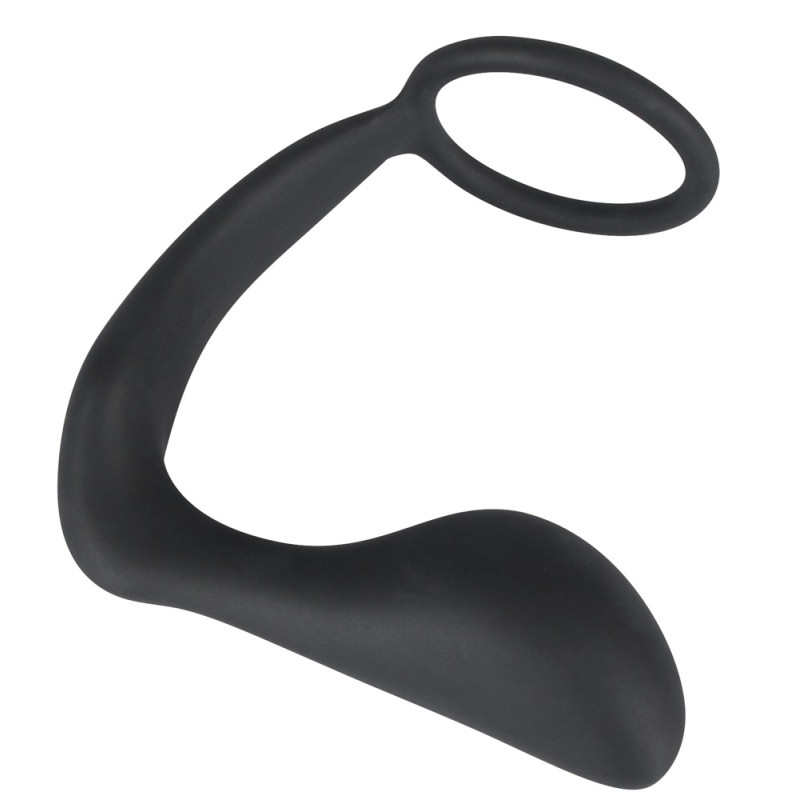 Эрекционное кольцо Black Velvets Ring & Plug Черное Эрекционное кольцо Black Velvets Ring & Plug Черное