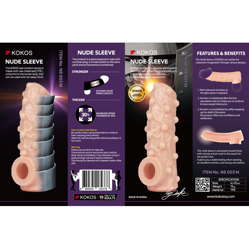 Насадка на член Kokos Nude Sleeve NS 003 M Насадка на член Kokos Nude Sleeve NS 003 M
