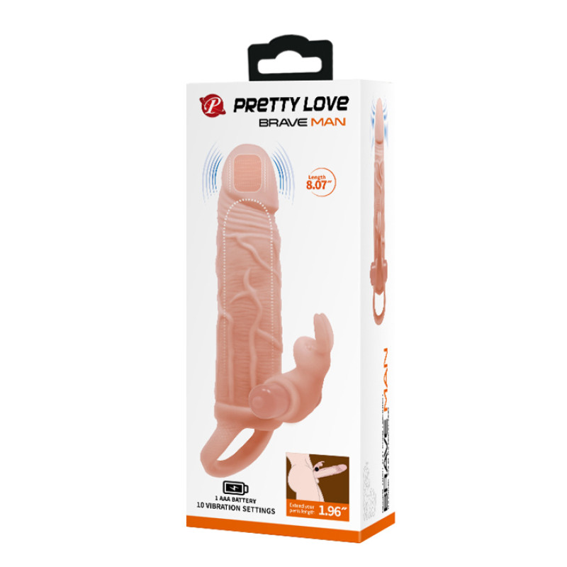 Насадка на член Pretty Love Brave Man Vibro Extension Vibrating Penis Sleeve Flesh Насадка на член Pretty Love Brave Man Vibro Extension Vibrating Penis Sleeve Flesh