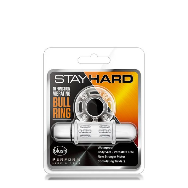 Ерекційне віброкільце Blush Stay Hard Vibrating Mega Bull Ring Прозорі Ерекційне віброкільце Blush Stay Hard Vibrating Mega Bull Ring Прозорі