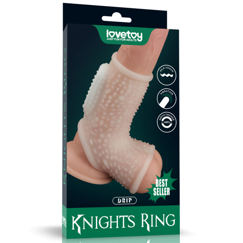 Насадка на член LoveToy Vibrating Drip Knights Ring With Scrotum Sleeve White Насадка на член LoveToy Vibrating Drip Knights Ring With Scrotum Sleeve White