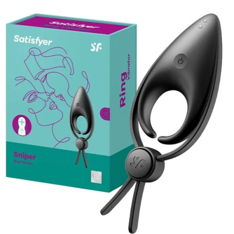 Эрекционное виброкольцо ласо с регулировкой размера Satisfyer Sniper Black Эрекционное виброкольцо ласо с регулировкой размера Satisfyer Sniper Black