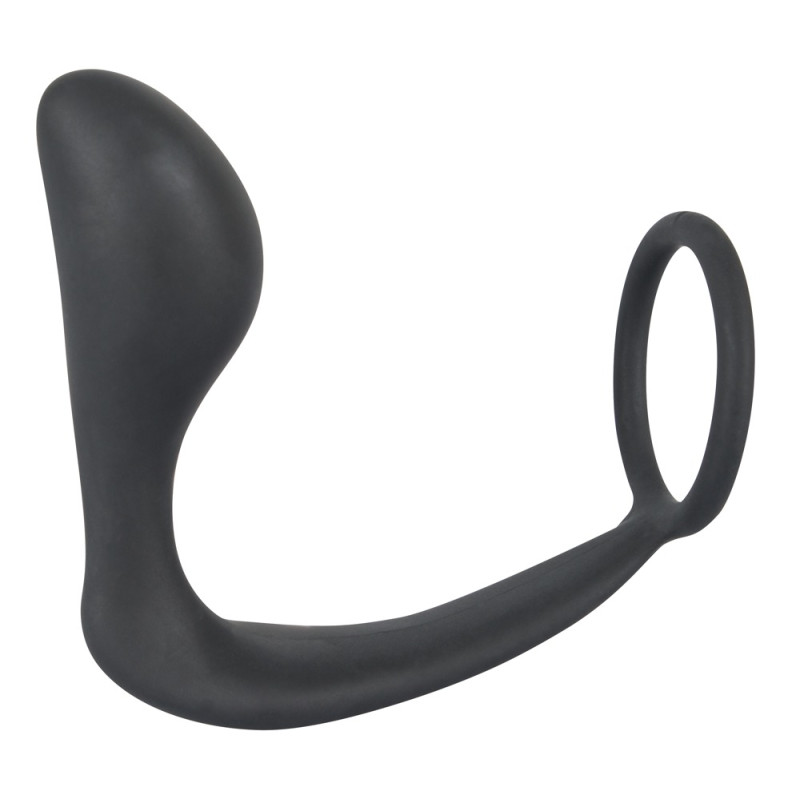 Эрекционное кольцо Black Velvets Ring & Plug Черное Эрекционное кольцо Black Velvets Ring & Plug Черное
