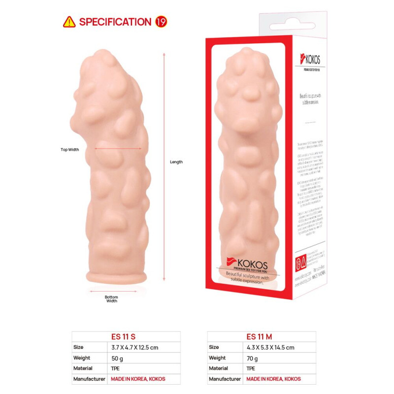 Насадка на член Kokos Extreme Sleeve ES.11 размер M, утолщающая, стимулирующий рельеф Насадка на член Kokos Extreme Sleeve ES.11 размер M, утолщающая, стимулирующий рельеф