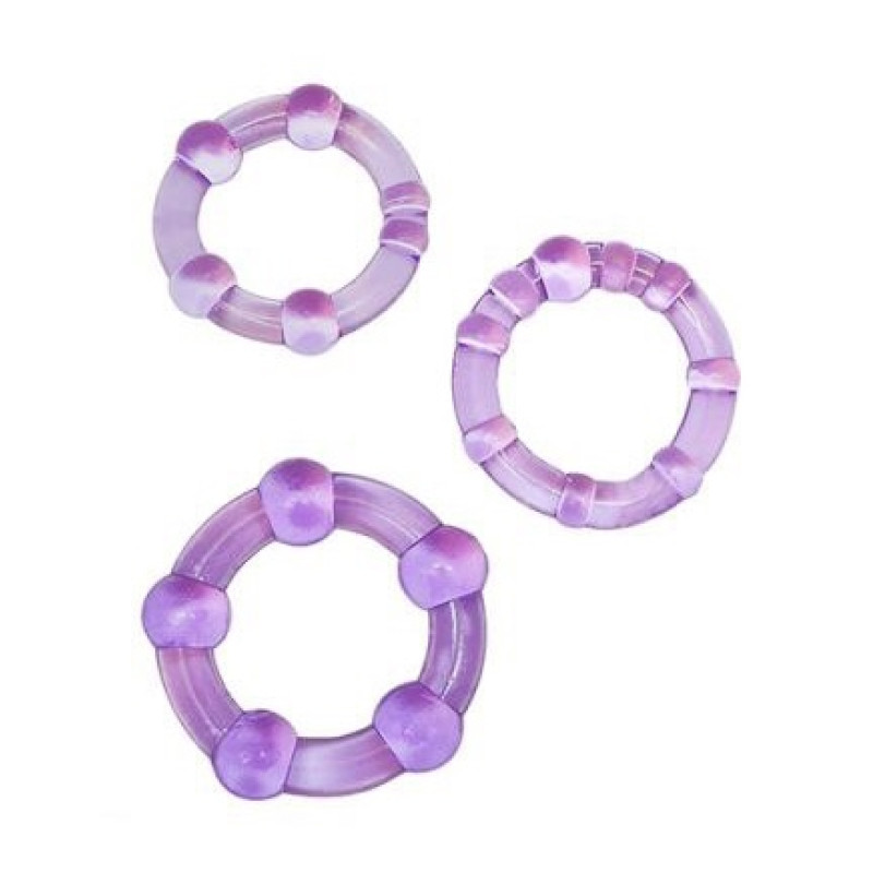 Набор эрекционных колец Blush Stay Hard Beaded Cockrings Фиолетовый Набор эрекционных колец Blush Stay Hard Beaded Cockrings Фиолетовый