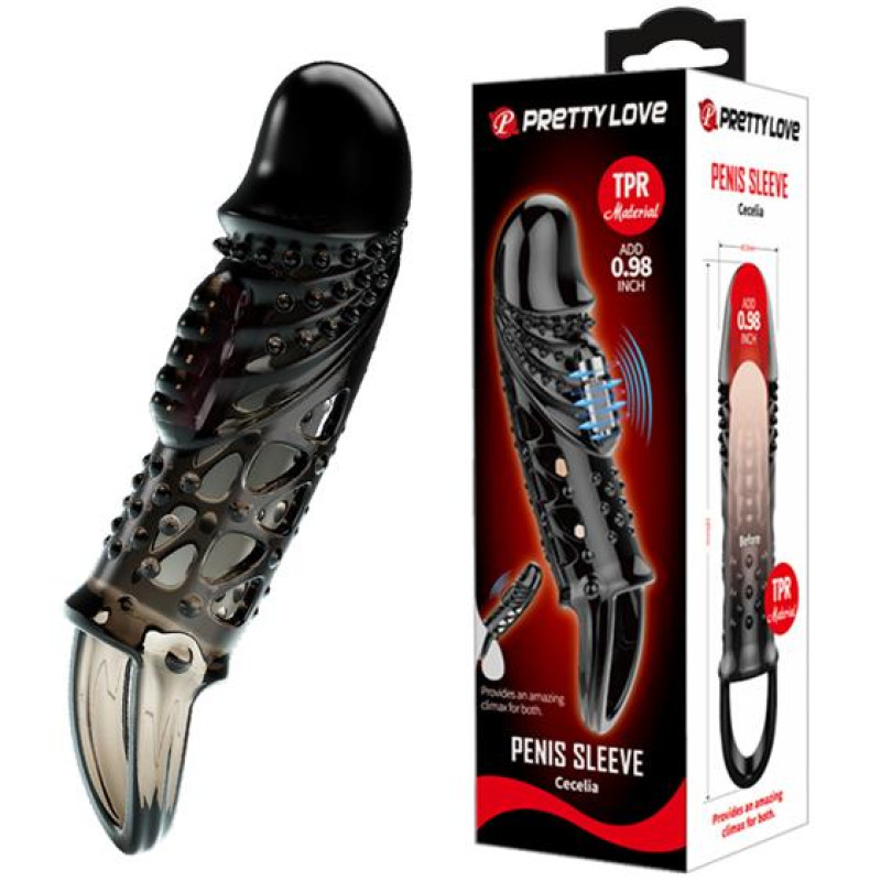Насадка на член Pretty Love Cecelia Vibrating Penis Sleeve Black Насадка на член Pretty Love Cecelia Vibrating Penis Sleeve Black