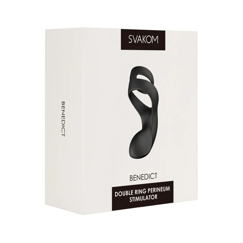 Двойное эрекционное кольцо Svakom Benedict Black со стимуляцией промежности Двойное эрекционное кольцо Svakom Benedict Black со стимуляцией промежности