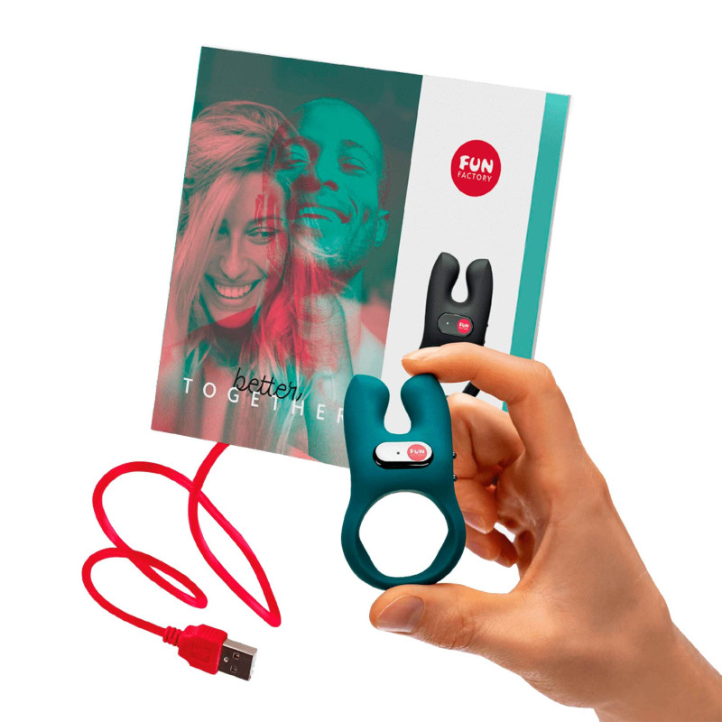 Эрекционное виброкольцо с двойной стимуляцией клитора Fun Factory NŌS deep sea blue, 2 мотора Эрекционное виброкольцо с двойной стимуляцией клитора Fun Factory NŌS deep sea blue, 2 мотора