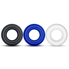 Кільця ерекційні LoveToy Power Plus Cockring Біле/Синє/Чорне