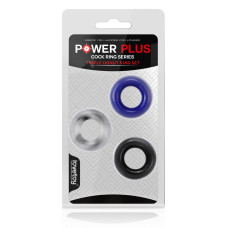 Эрекционные кольца LoveToy Power Plus Cockring Белое/Синее/Черное