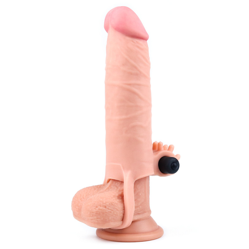 Удлиняющая насадка на пенис LoveToy Pleasure Extender Sleeve Vibro Телесная LVTOY054