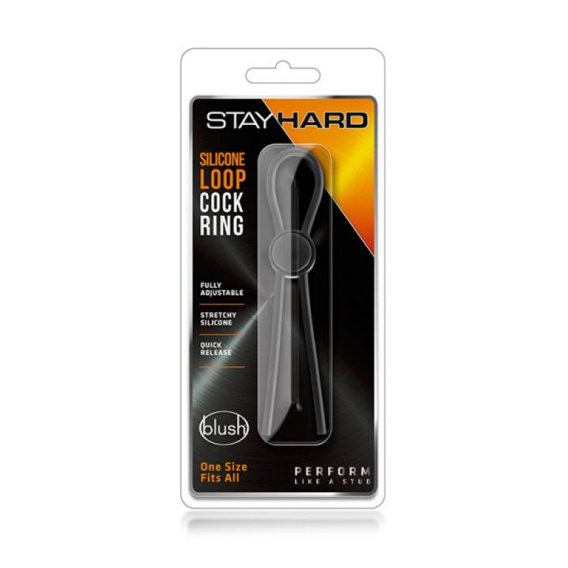 Регульоване ерекційне кільце Blush Stay Hard Silicone Loop Чорне Регульоване ерекційне кільце Blush Stay Hard Silicone Loop Чорне