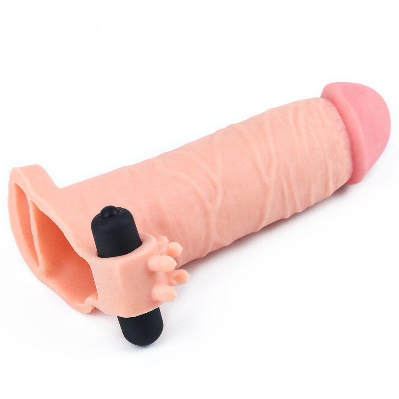 Удлиняющая насадка на пенис LoveToy Pleasure Extender Sleeve Vibro Телесная LVTOY054