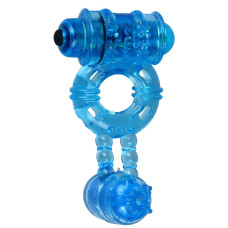 Эрекционное виброкольцо Alive: Double Ding Ring Blue, два мотора