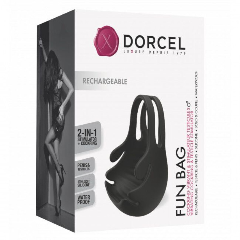 Эрекционное кольцо с вибрацией и стимуляцией мошонки Marc Dorcel FUN BAG Эрекционное кольцо с вибрацией и стимуляцией мошонки Marc Dorcel FUN BAG