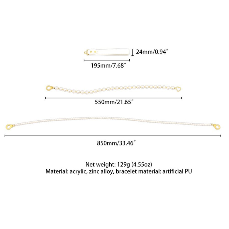 Жемчужный ошейник с поводком LOCKINK Pearl Collar & Leash Set