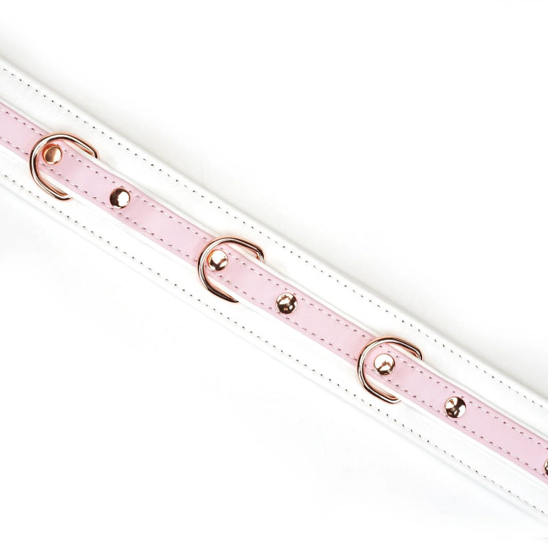 Ошейник с поводком Liebe Seele White & Pink Fairy Goat Leather Collar