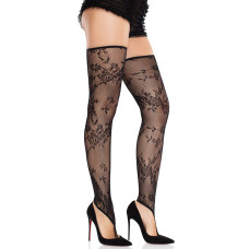 Панчохи Leg Avenue Floral Net Toe Loop Footless Thigh Highs One Size