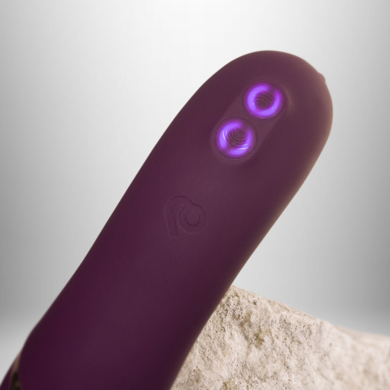 Двойной вибратор Rocks Off Gemini Burgundy, 2 мотора, по 10 режимов, сменное положение ручки