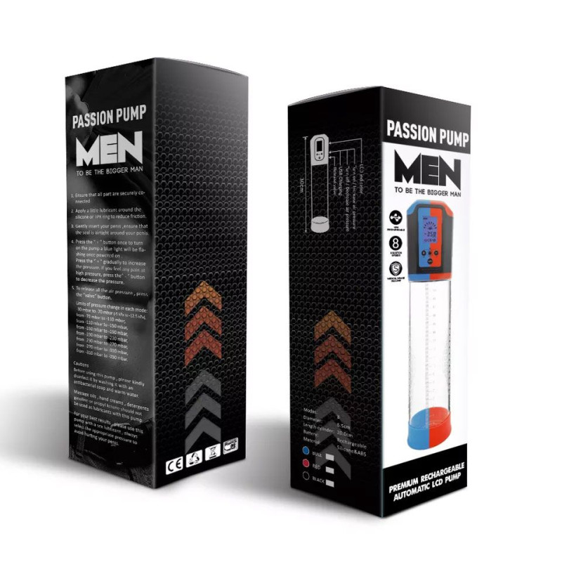 Автоматична вакуумна помпа Men Powerup Passion Pump Red, LED-табло, перезаряджувана, 8 режимів Автоматична вакуумна помпа Men Powerup Passion Pump Red, LED-табло, перезаряджувана, 8 режимів