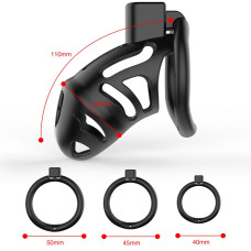 Клетка для пениса LOCKINK SEVANDA Naja-Cobra Chastity Cage Satin Black, 3 кольца разных размеров