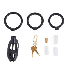 Клетка для пениса LOCKINK SEVANDA Naja-Cobra Chastity Cage Satin Black, 3 кольца разных размеров