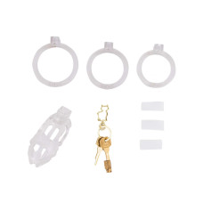 Клетка для пениса LOCKINK SEVANDA Plastic Penis Chastity Cage, прозрачная, 3 кольца разных размеров